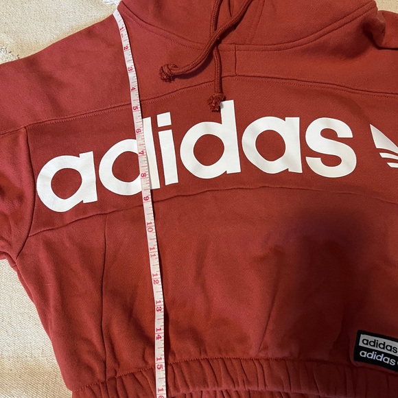 adidas Originals Red Cropped Hoodie Women's Size S - Picture 9 of 12